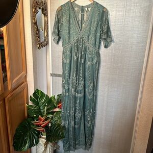 Pink Blush Lace Maxi Dress S Large / Med